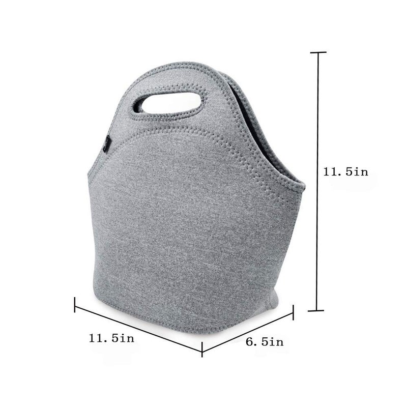 LOVAC Neoprene Lunch Bag,LOVAC Thick Insulated - Durable & Waterproof Lunch Tote With Zipper For Outdoor Travel Work School (Cool Gray) - Image 2